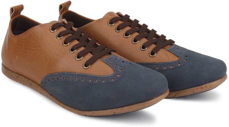 Knotty Derby Thomas Hiking Brogue Corporate Casuals For Men(Tan, Blue)