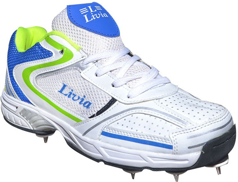 Livia L-Spyket Cricket Shoes For Men(White) Livia L-Spyket Cricket Shoes For Men(White)