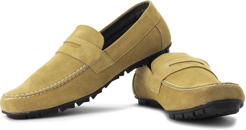 Flippd Genuine Leather Loafers For Men(Yellow)