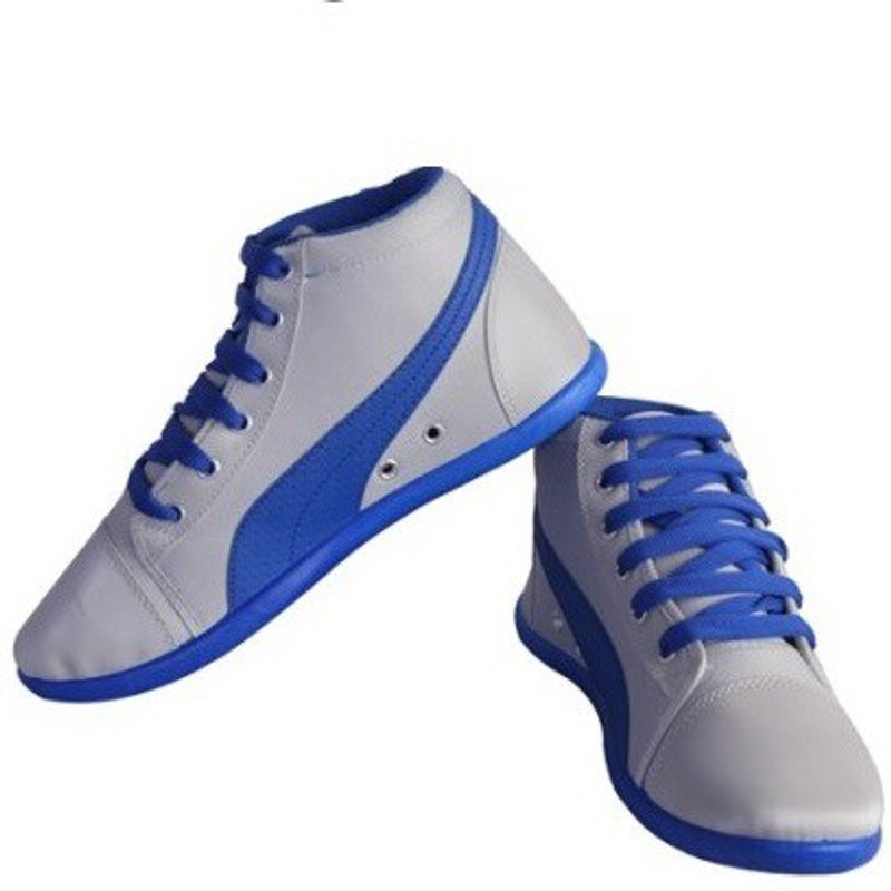 Shoe Striker Long Blue & White Canvas Shoes For Men(White)
