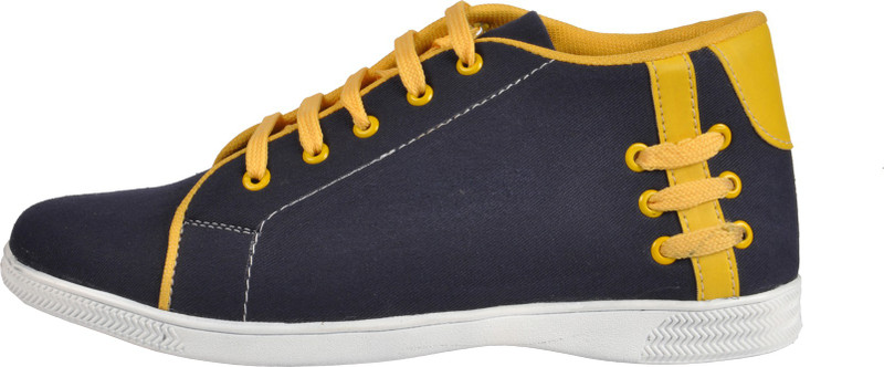 NY Eagle Blue Yellow Ankle Canvas Shoes For Men(Blue)