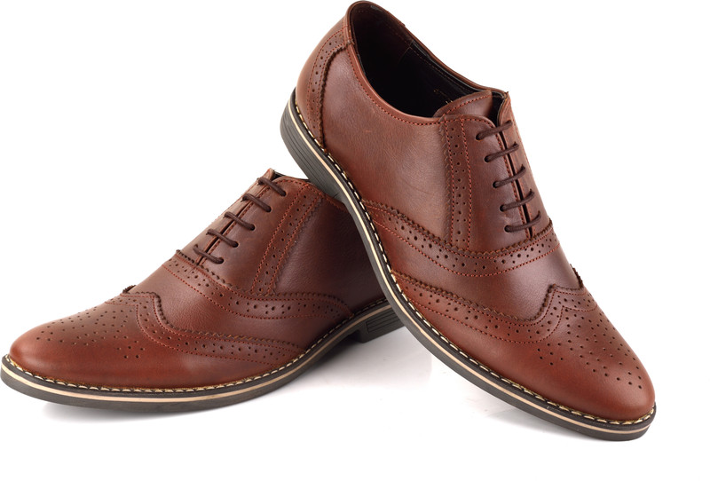 Chamois Brogues Corporate Casual Shoes For Men(Brown)
