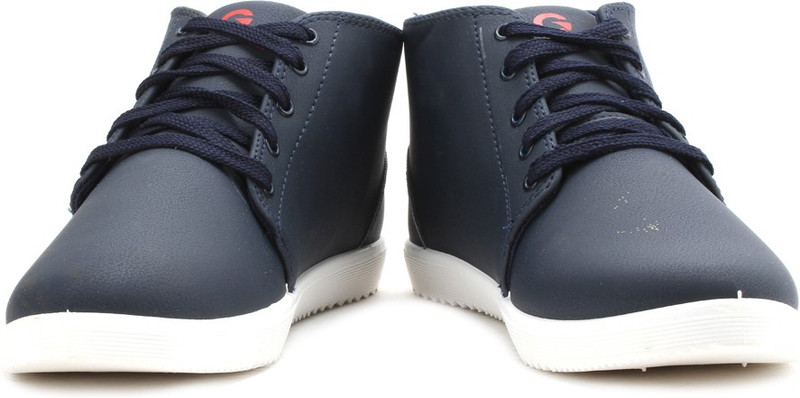 Globalite Classic High Ankle Sneakers For Men(Navy, Red) Globalite Classic High Ankle Sneakers For Men(Navy, Red)
