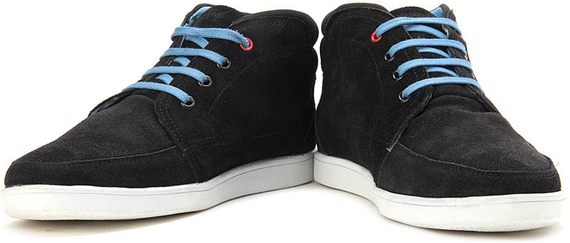 Flippd Suede Leather Mid Ankle Sneakers For Men(Blue, Black)