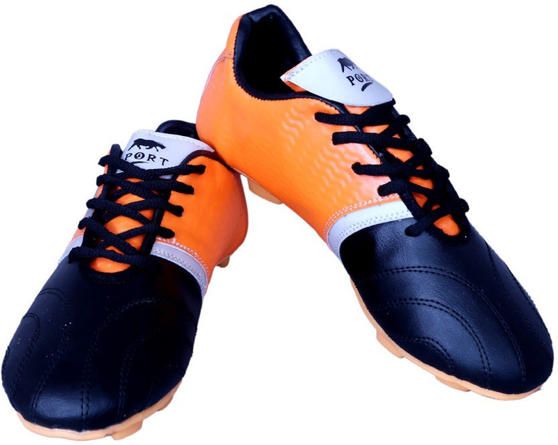 Port Fusion Football Shoes For Men(Black, Orange)