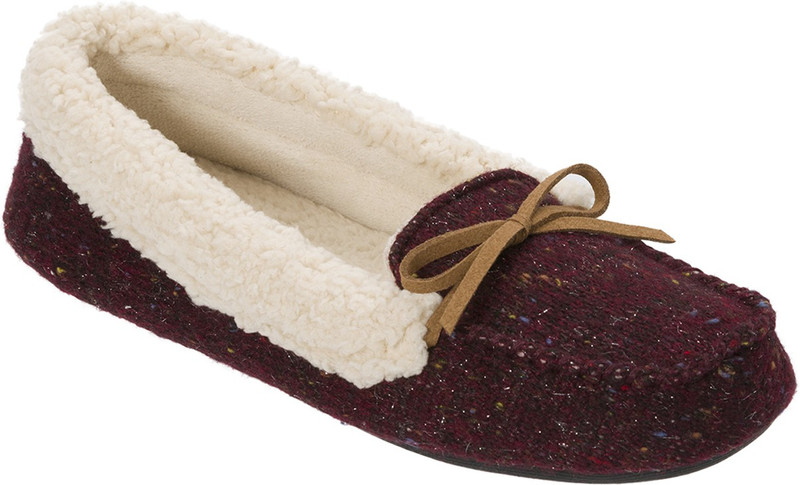 Dearfoams Multi-Color Fur Loafers Moccasins Red Mocassin For Women(Red)