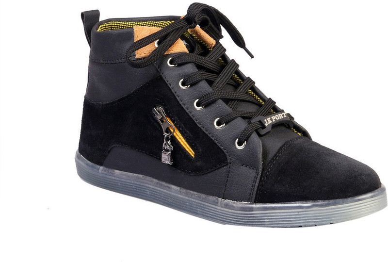 JK Port Black Faux Leather Shoe Casuals For Men(Black) JK Port Black Faux Leather Shoe Casuals For Men(Black)