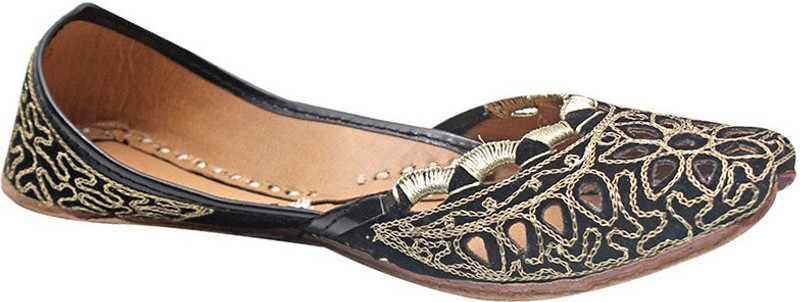 Port Ladies Black Punjabi Jutti Jutis For Women(Black)