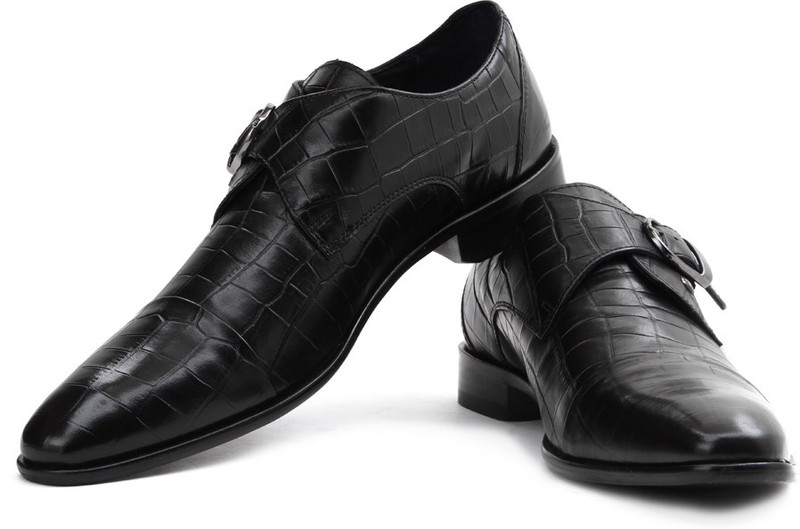 Louis Philippe Monk Strap Shoes For Men(Black)