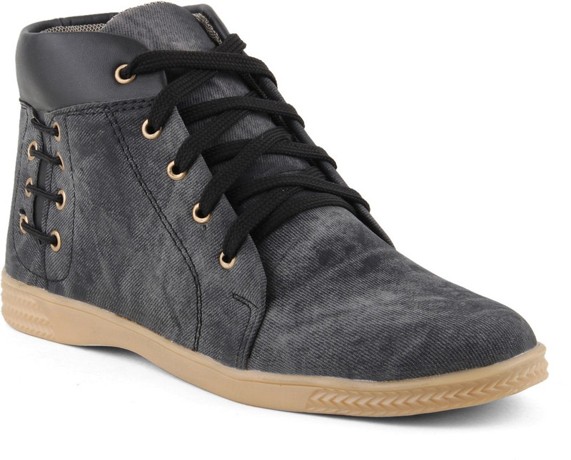 Tashi Stylish Long Toe Off Black Sneakers For Men(Grey)