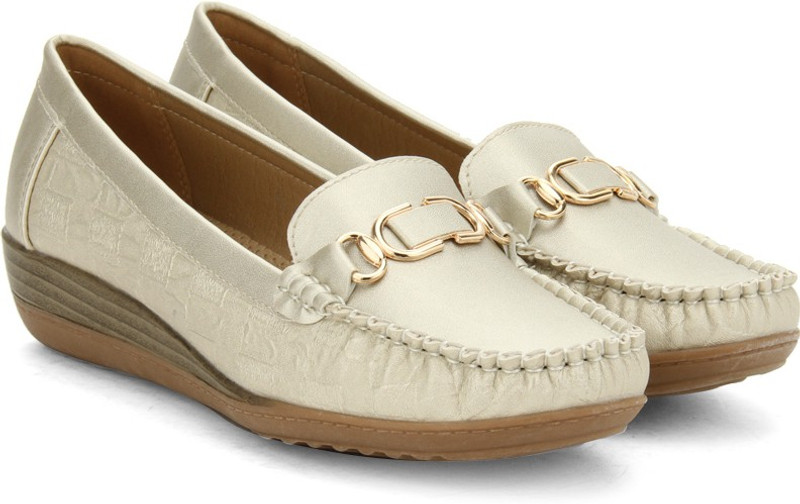 Addons Addons Gold Colored Loafers Loafers For Women(Gold)