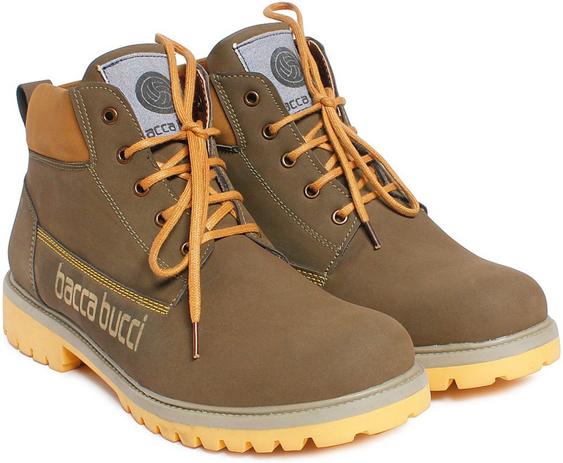 Bacca Bucci Men's Earthkeepers Rugged/Light Weight/Bikers/Combat High top Tuff Boots For Men(Olive)