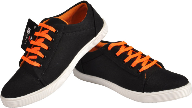 NY Eagle Black Orange Contra Canvas Shoes For Men(Black)