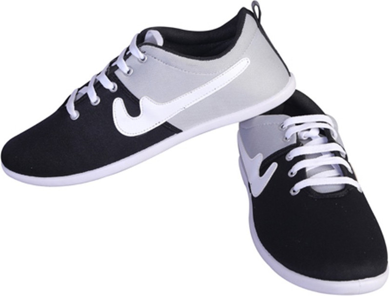 Shoe Striker Silver&Black Designer Canvas Shoes For Men(Black)