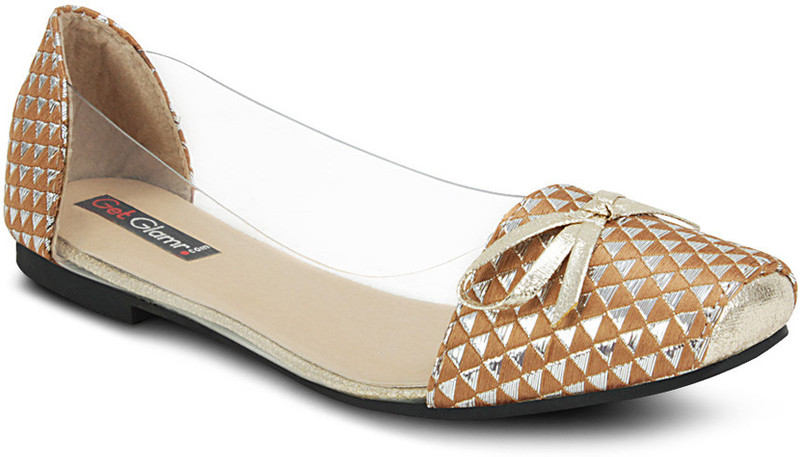 Get Glamr Square Bellies For Women(Gold)