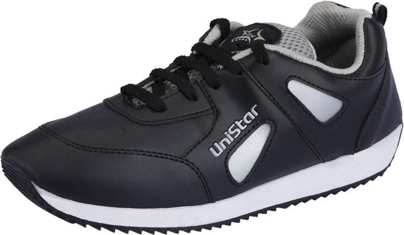 Unistar 049 Synthetic Leather (Narrow Toe) Running Shoes For Men(Black)