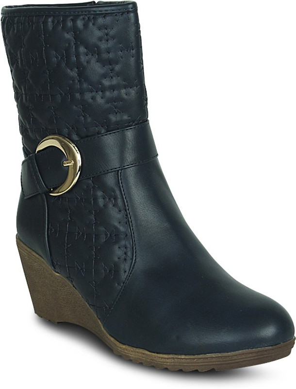 Get Glamr Designer Buckled Boots For Women(Blue)