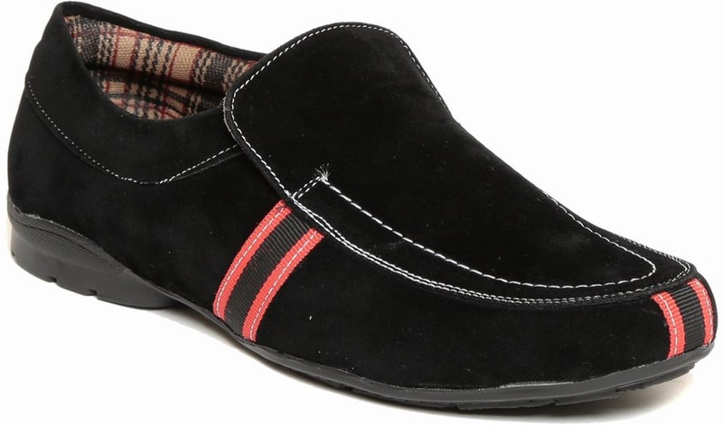 Zapatoz zapatoz mens mustang slip on sneaker Loafers For Men(Black)