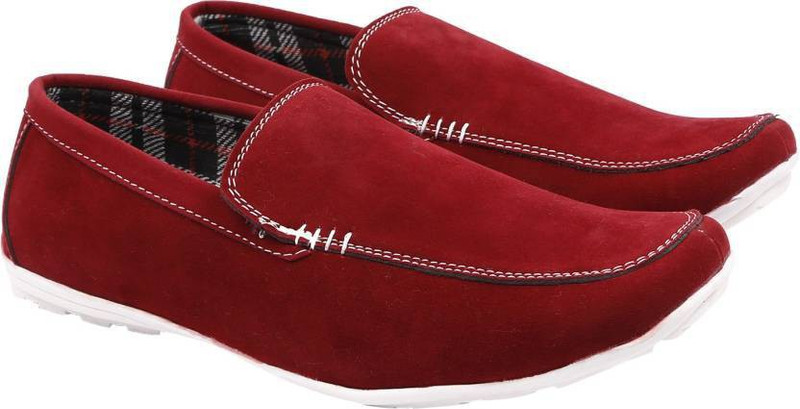Arthur Loafers For Men(White, Maroon)