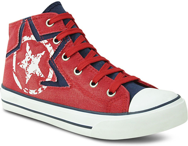 Get Glamr Casual Lace Ups Sneakers For Women(Red)