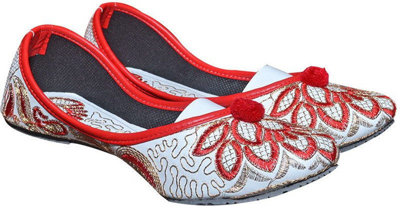 Port Red-Embroidred Jutis For Women(Red)