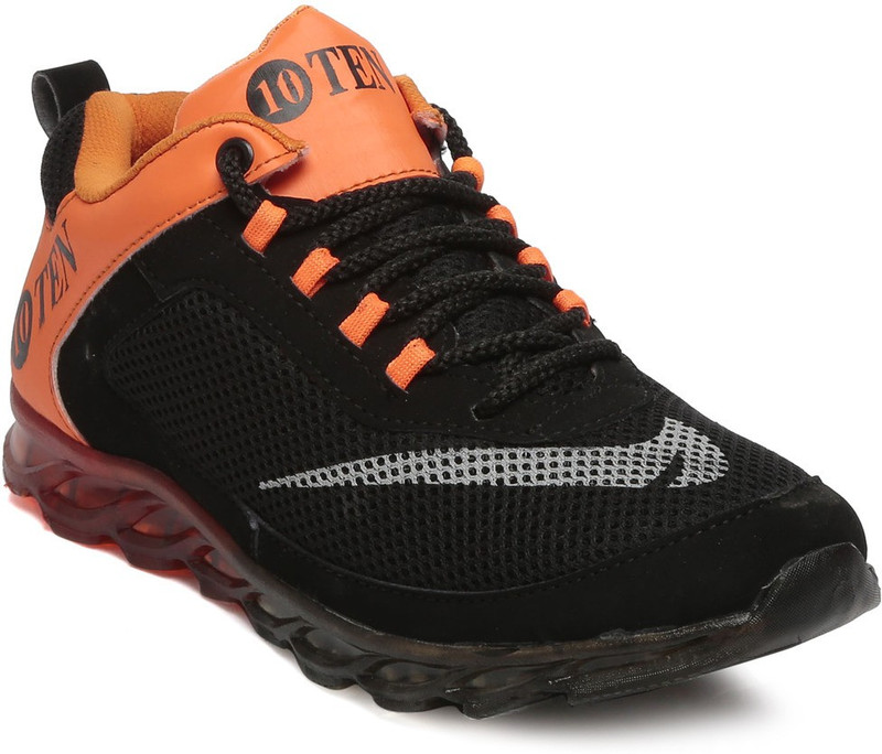 Ten Black:: Orange Mesh Sports Shoes Running Shoes For Men(Multicolor) Ten Black:: Orange Mesh Sports Shoes Running Shoes For Men(Multicolor)