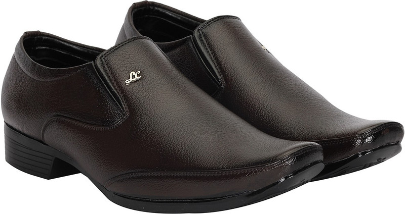 Kraasa Men Synthetic Leather Office Brown Formal Shoes Slip On Shoes For Men(Brown)