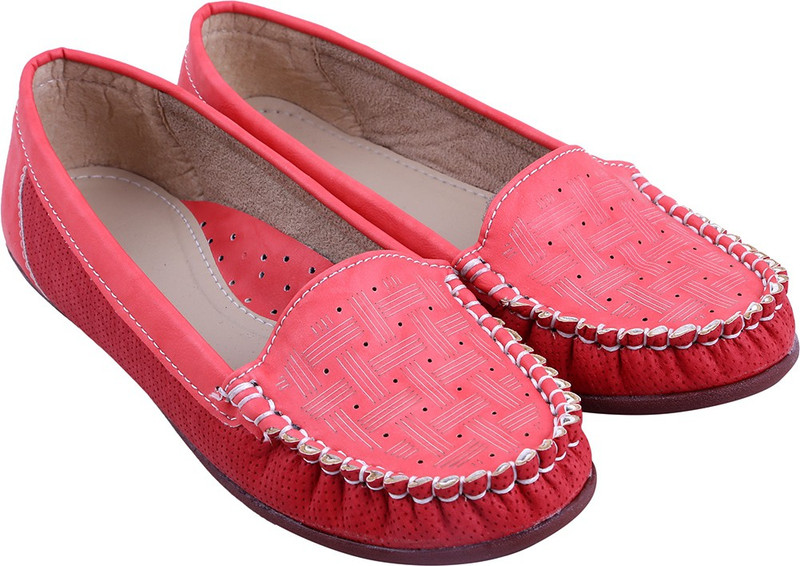 Adorn New Look Loafers For Women(Red)