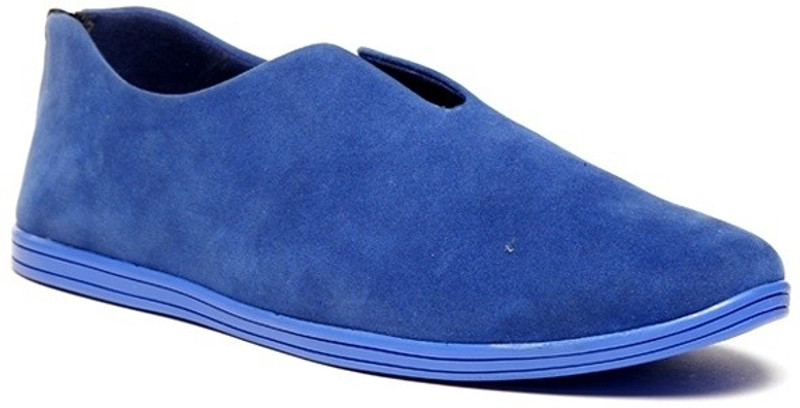 Zapatoz Blue Back Zipper Loafers For Men(Blue)