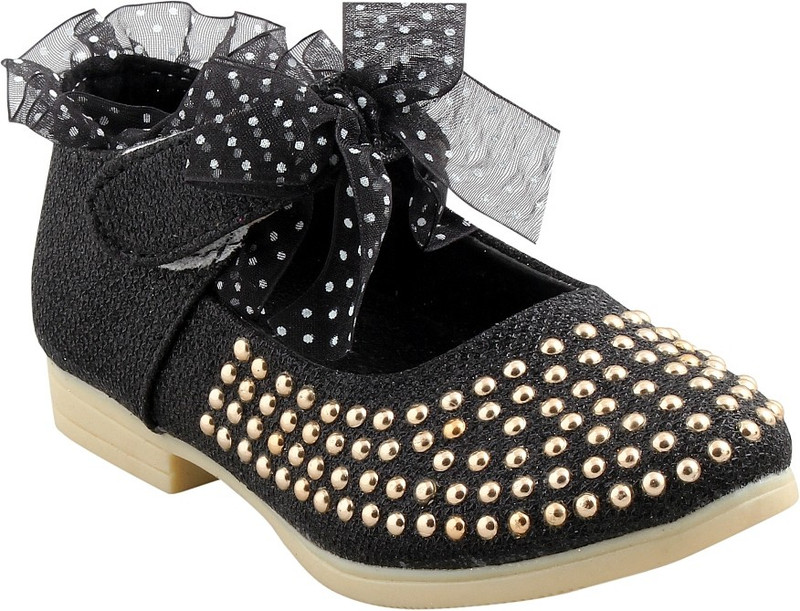 Glinchy Black Synthetic Comfortable Party Wear Embellished Bellies For Women(Black)