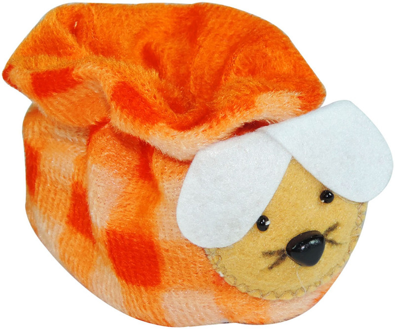 Ole Baby Furry Friend Kuku Booties(Toe to Heel Length - 9 cm, Orange, Pack of 1)