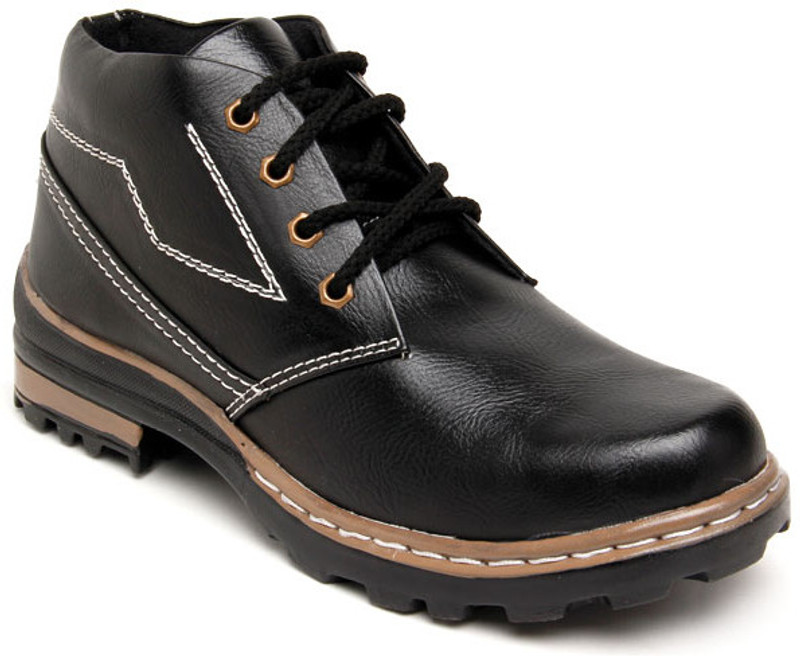 Zapatoz Dynamic Black Ankle Length Boots For Men(Black)