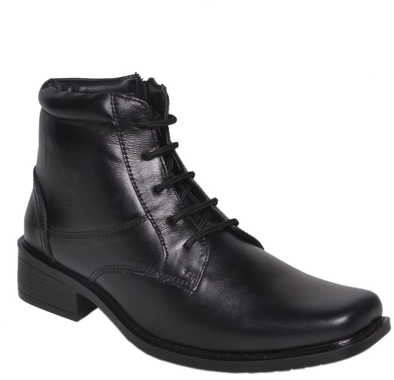 Knoos Long Leather Boots Boots For Men(Black)