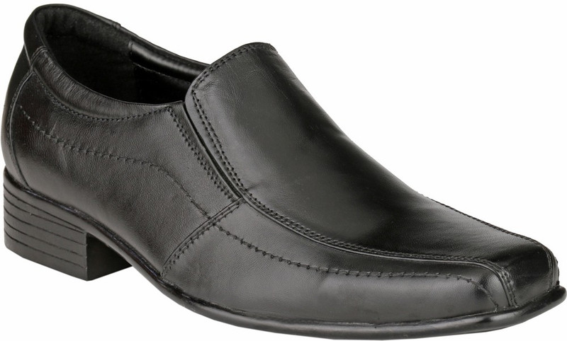GAI Black Leather Formal Slip On Shoes For Men(Black)