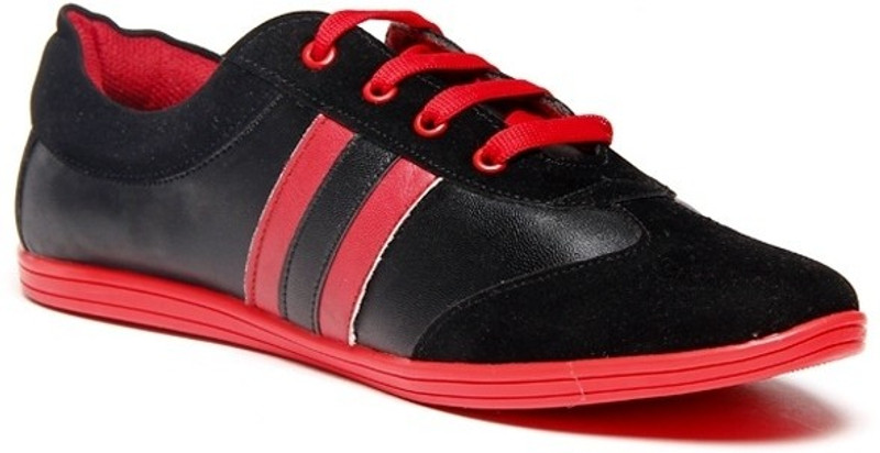 Zapatoz Black & Red Sneakers For Men(Red, Black)