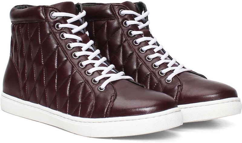 Bare Skin Leather Sneakers For Men(Burgundy)
