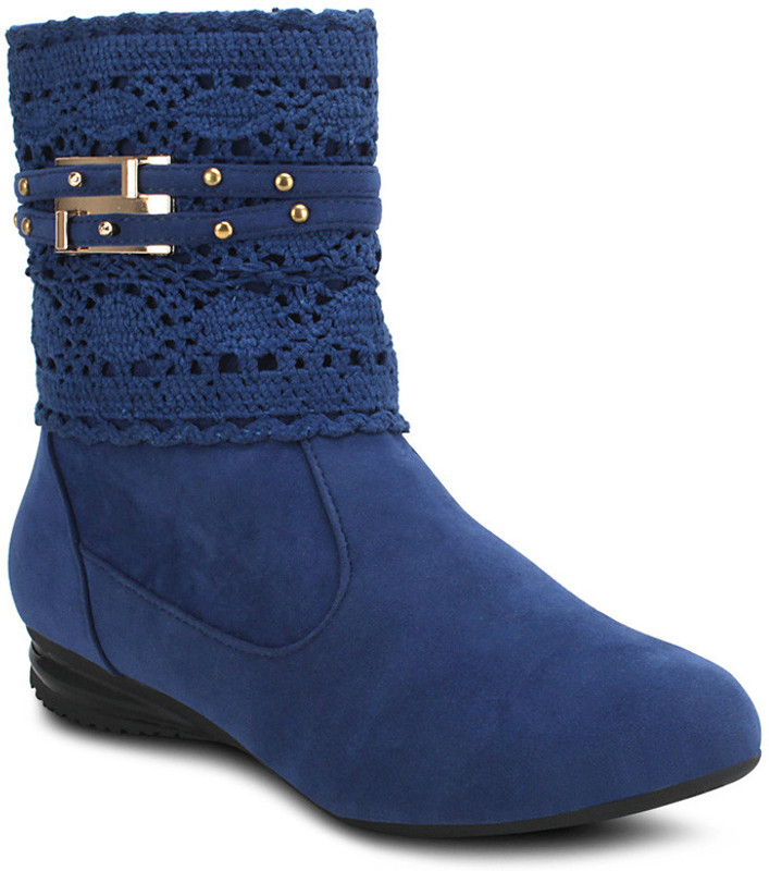 Get Glamr Stylish Boots For Women(Blue)