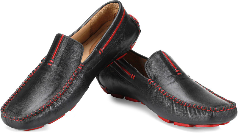 tZaro Red Tunnel Loafers For Men(Black)