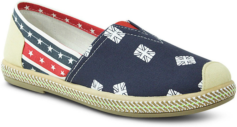 Get Glamr Stylish Slip Ons Canvas Shoes For Women(Blue)
