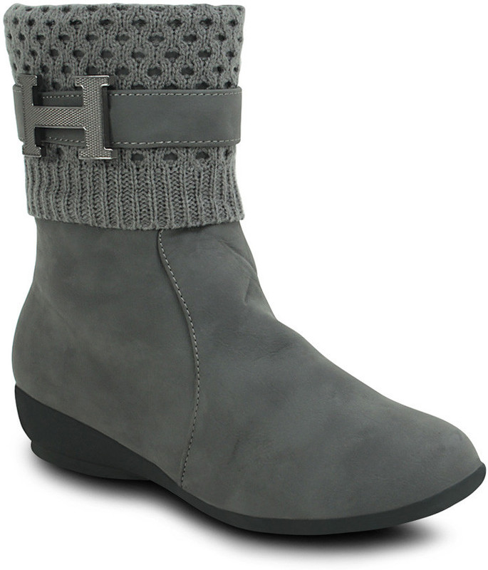 Get Glamr Suede Boots For Women(Grey)