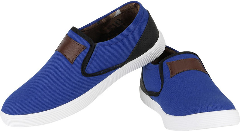 Stylon Basic Canvas Shoes For Men(White, Blue)