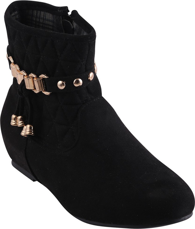 Go India Store Boots For Women(Black)