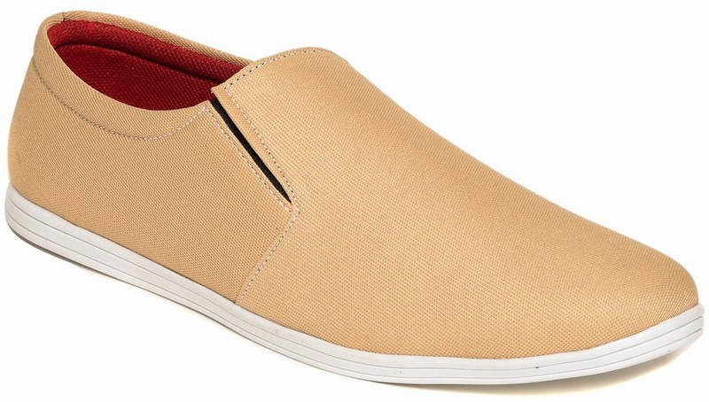 Zapatoz zapatoz beige canvas loafer Loafers For Men(Beige)