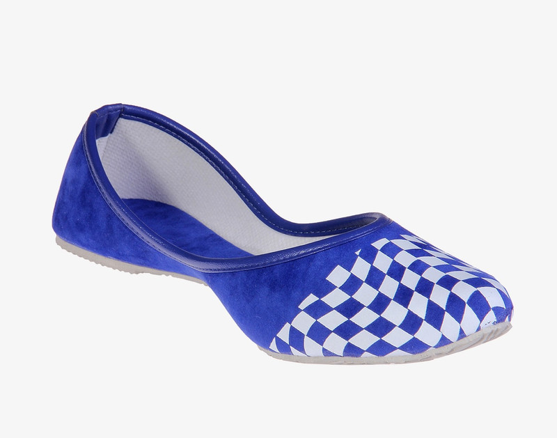 Goyal Blue Square Print Bellies For Women(Blue)