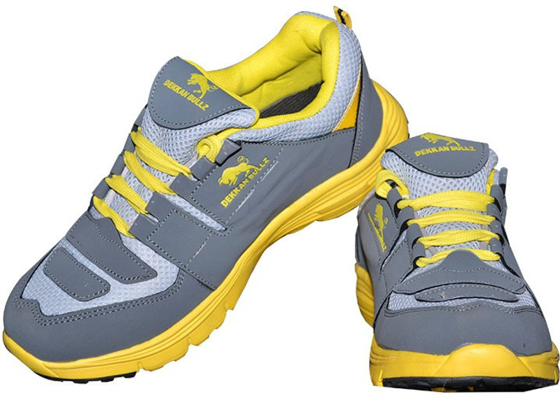 Dekkam Bullz D-74-Gry-Ylo Running Shoes For Men(Grey)