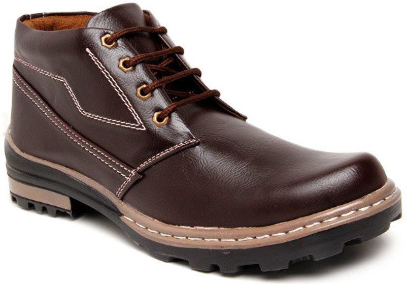 Zapatoz Enthused Dark Brown Ankle Length Boots For Men(Brown)