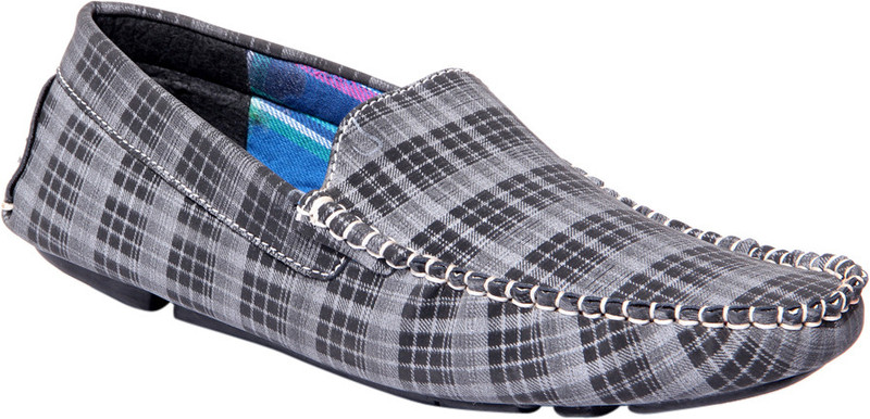 Funk'd Check Loafers For Men(White, Black)