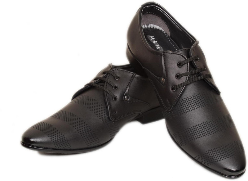 M & M Black Formal Shoes Lace Up For Men(Black)