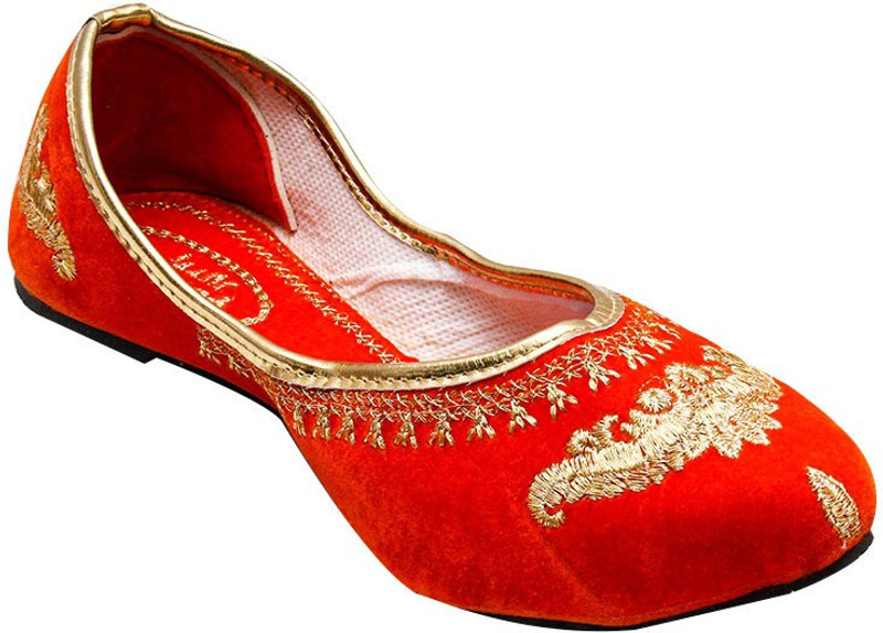 Port Ladies Orange Punjabi Jutti Jutis For Women(Orange)