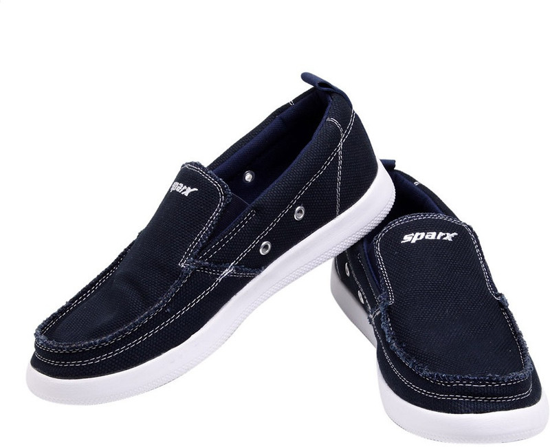 Sparx Trendy Navy Blue Canvas Shoes For Men(White, Blue)